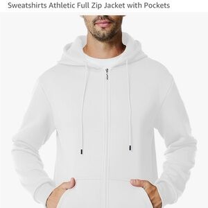 3XL Men's White Full Zip Hoodie Sweater